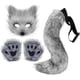 thumbnail image 1 of Conjunto de disfraces de cosplay para fiesta de Halloween, máscara de lobo de zorro falso peludo, pata y cola, accesorios de mascarada de Halloween para niñas y mujeres, 1 of 7