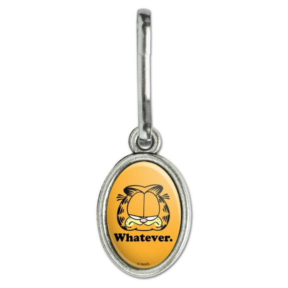 Garfield Whatever Face Antiqued Oval Charm Clothes Purse Suitcase Backpack Zipper Pull Aid