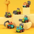 thumbnail image 4 of Mini juego de vehículos de construcción para niños pequeños: camión volquete, excavadora, topadora, mezcladora de cemento, 4 of 5