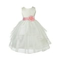 thumbnail image 3 of Ekidsbridal Ivory Peach Shimmering Organza Flower Girl Dress Junior Beauty Pageant Mini Bridal Gown Ballroom Dance Recital 4613T M, 3 of 3