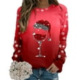 thumbnail image 5 of Womens Fashion Merry Christmas Print O Neck Sweatshirt Round Neck Fit Pullover Tops Casual Long Sleeve Workout Shirts Loose Blouse, 5 of 5