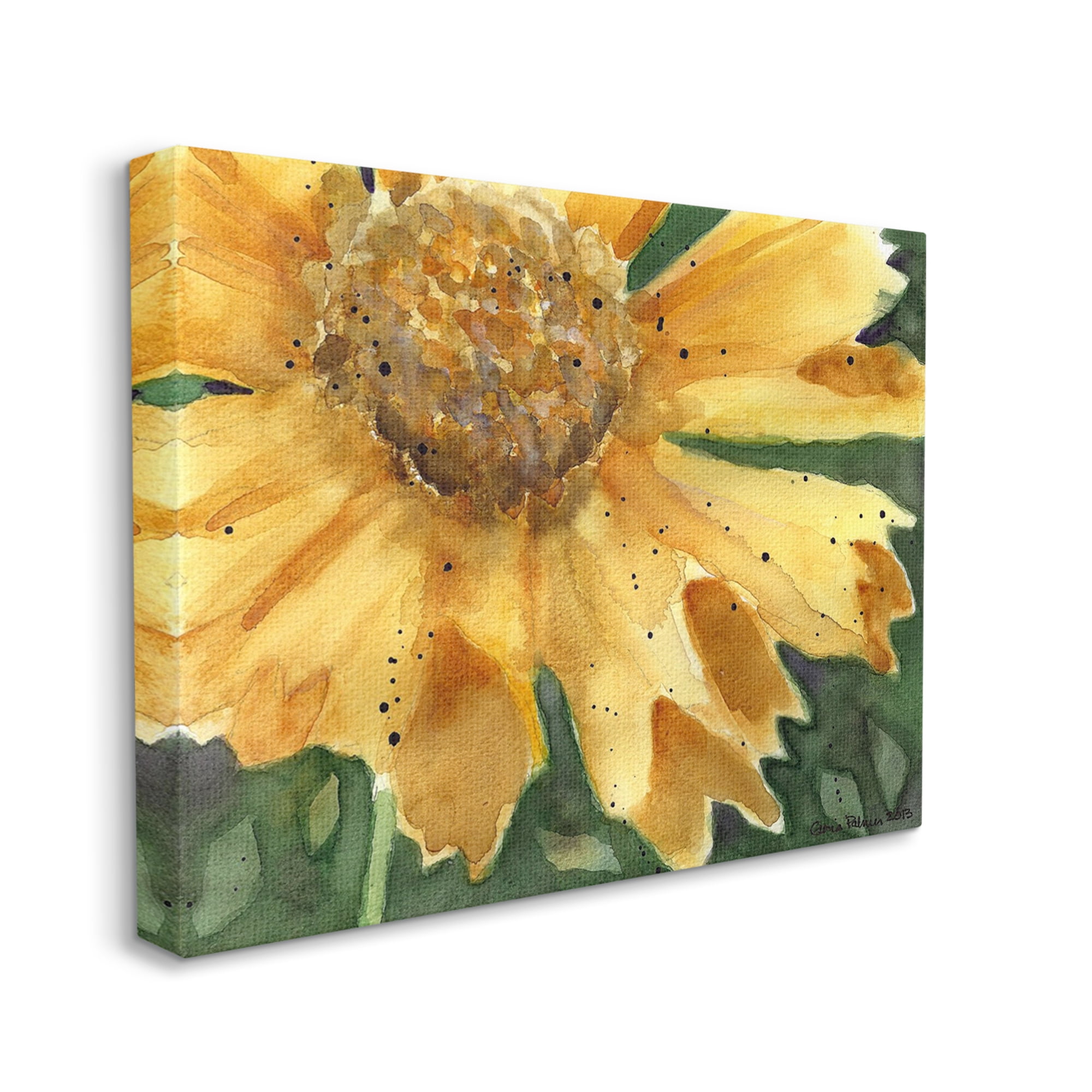 Stupell Industries Modern Sunflower Watercolor Botanical & Floral Painting Gallery Wrapped Canvas Print Wall Art, 20 x 16
