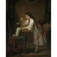 thumbnail image 2 of Leopold Löffler 15x18 Gold Ornate Wood Frame and Double Matted Museum Art Print Titled - Girl with a Dog (1880), 2 of 4