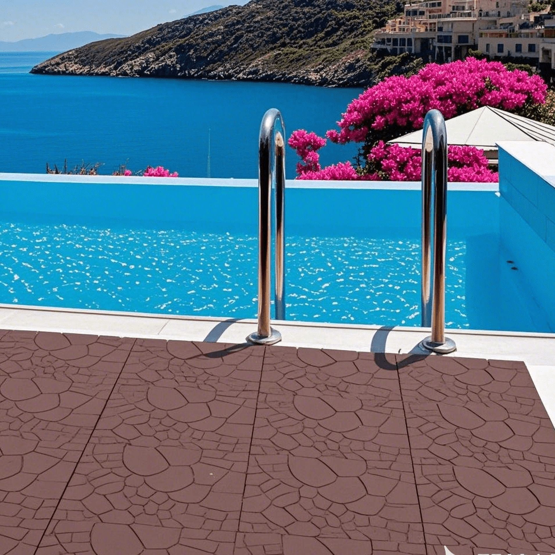 12" Patio Deck Tiles, DIY Module Interlocking Decking Tiles Floor Tile, Easy and Quick Installation Court Tiles for Porch Poolside Balcony Backyard 44pcs