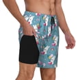 thumbnail image 3 of Haiem Rabbit And Rainbow Mens Swim Trunks with Compression Liner 2 in 1 Swimming Shorts Stretch Swimwear Quick Dry,Board Shorts-Small, 3 of 9