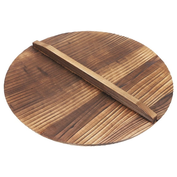 MLINS Wood Wok Lid Cover Wooden Lid Wok Lid Anti-Spill Pot Cover with Ergonomic Handle