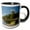 Black/White, variant on , Canada, Ontario, Grundy Lake Pp. Muskoka Chairs on Lake Dock., 15oz Two-tone Blue Mug