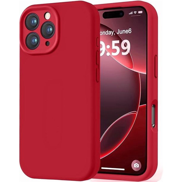 Funda de Silicona Premium, Forro de Microfibra Suave, para iPhone 16 Pro de 6.3 Pulgadas, Rojo