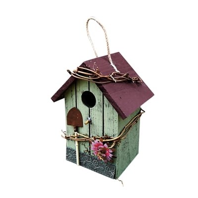 Drew DeRose Cares Fly Away When Hear Birds Sing Sunflower Purple 11 x 6 Ceramic Hanging Birdhouse 