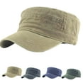 thumbnail image 4 of Men Washed Cotton Cadet Hat cap Flat top Adjustable Baseball Cap Classic Flat Top Hats Outdoor Sports Cap, 4 of 9