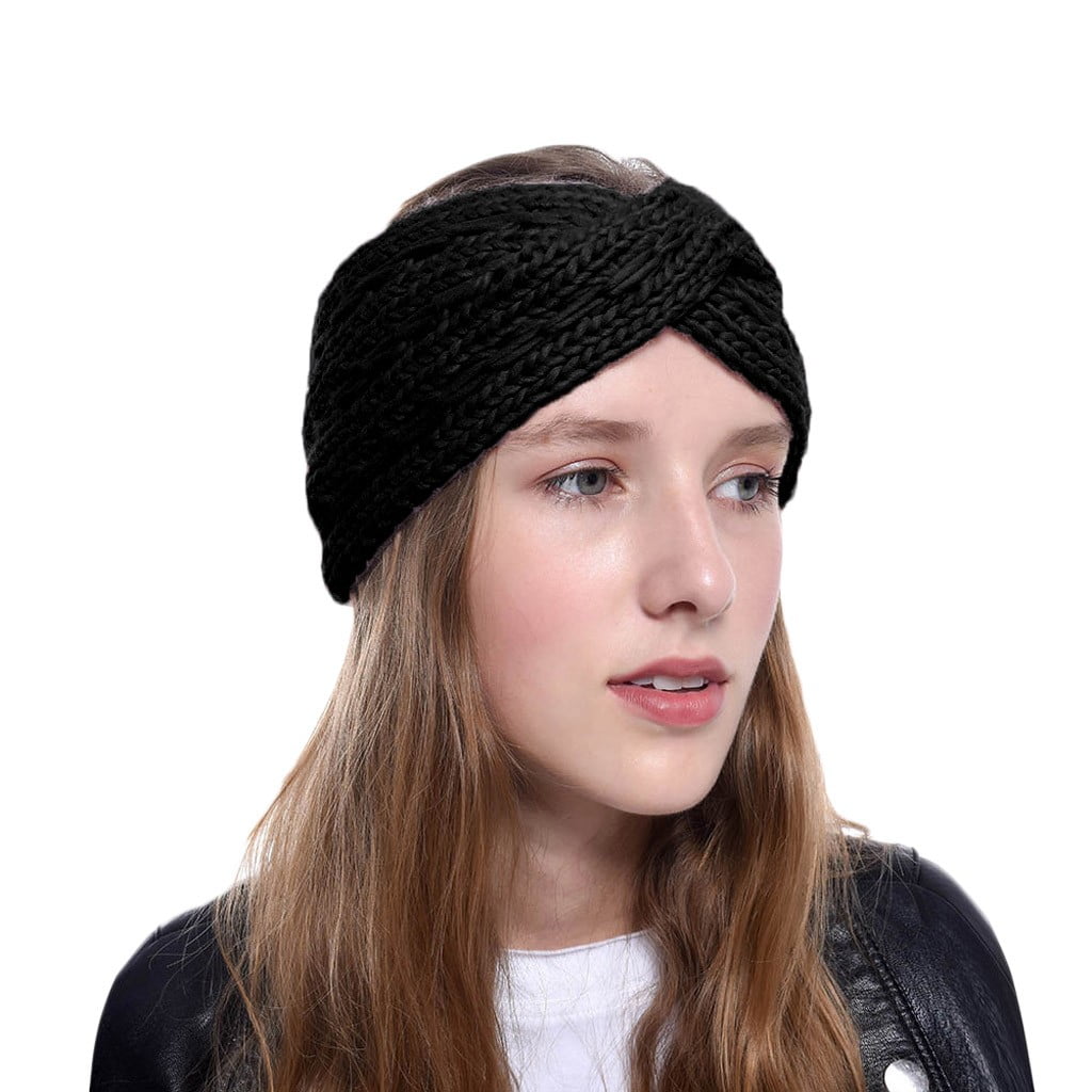 Sequin Knitted Cross Knotted Headband Ear Warm Turban Headwrap Hair Accessories