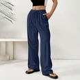 thumbnail image 5 of Womens Wide Leg Pants Spring And Summer Thin Solid Pocket Casual Pull On Pants for Travel and Daily Wear Wide Leg Trousers Women, 5 of 7