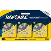 Rayovac Type 10 Hearing Aid Batteries, 48-Pack
