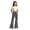 Dark Gray, variant on Ticikt Girls Solid Color Flared Pants, High Waist Double Pockets Stretch Bootcut Trousers Casual Kids Bell Bottom Daily Pants,Black