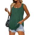 thumbnail image 2 of KIHOUT Womens Loose Blouses Tops Solid Square Neck Casual T-shirt Summer Sleeveless Long Tank Tops for Women(Green,S-2XL), 2 of 9