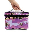 thumbnail image 3 of HELLHERO Travel Organizer with Brush Slots Make up Cosmetic Bags Wide-open Travel Make Up Organizer for Cosmetics & Toiletries Purple Leopard Camo, 3 of 6
