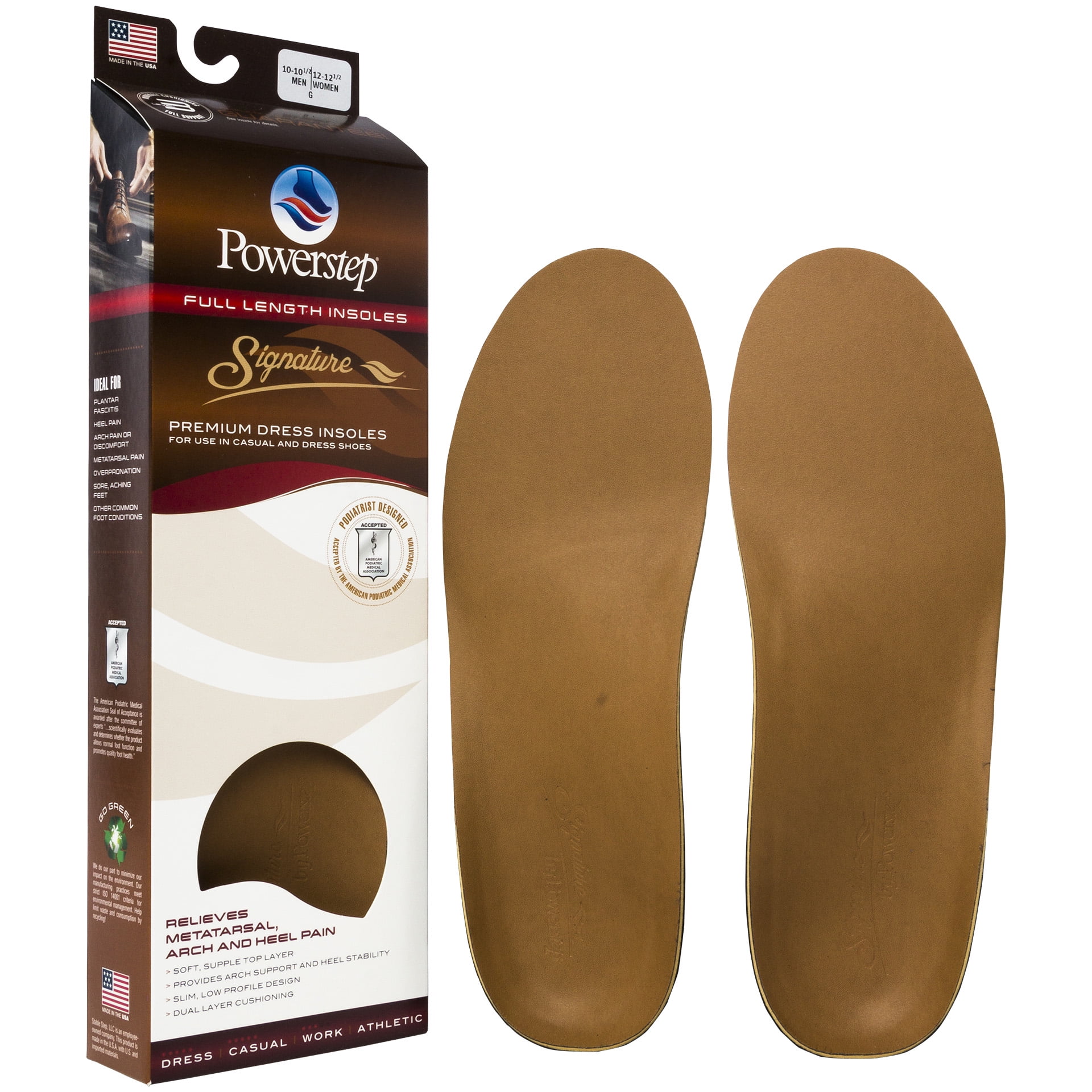 Powerstep Orthotics 502001G Powerstep Signature Leather Full Insole G