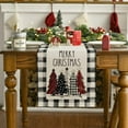 thumbnail image 3 of Smile Waterclor Buffalo Plaid Christmas Trees Merry Xmas Table Runner, Seasonal Winter Holiday Kitchen Dining Table Decoration for Indoor Outdoor Home Party Decor 13 x 36 Inch, 3 of 8