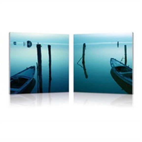 Idle Shore Mounted Print Diptych in Multicolor