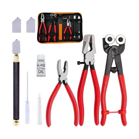 10PCS Heavy Duty Glass Cutter Includes Running Breaking Pliers Oil Feed Tool For Cutting On Projects