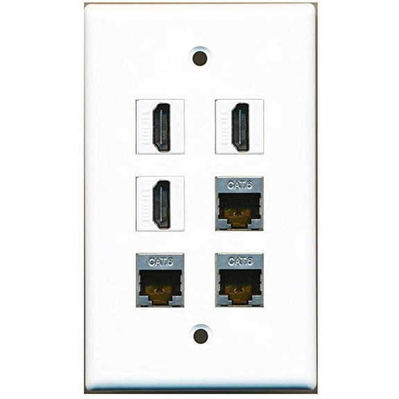 RiteAV - 3 HDMI 3 Port Shielded Cat6 Ethernet Wall Plate