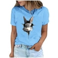 thumbnail image 2 of Tops de Cuello Alto para las Mujeres Amante Impreso Camiseta Cuello Redondo Manga Corta, Poliéster Spandex, 2 of 7