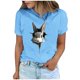thumbnail image 2 of Tops de Cuello Alto para las Mujeres Amante Impreso Camiseta Cuello Redondo Manga Corta, Poliéster Spandex, 2 of 7