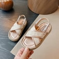 thumbnail image 2 of ZACPNCV Girls Flatform Wedge Open Toe Summer Sandals with Buckle Ankle Strap for Little Girls Gold 2.3-2.6 Years, 2 of 8