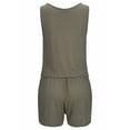 thumbnail image 3 of Uhndy Summer Women Beach Casual V-Neck Fashion Sleeveless Zipper Slim Womens Short Jumpsuit Rompers Green XL, 3 of 3
