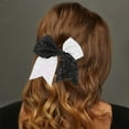 thumbnail image 2 of Unique Bargains 1 Pc Hair Elastics Halloween Sequin Bow Hair Ties for Women Black White, 2 of 5