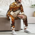 thumbnail image 7 of Hirioo Cartoon Cheetah With Attitude for Men's Pajama Sets 2 Piece Pjs Men's Long-Sleeved Pajama Set Button Down Sleepwear,S-XXL-Large, 7 of 7