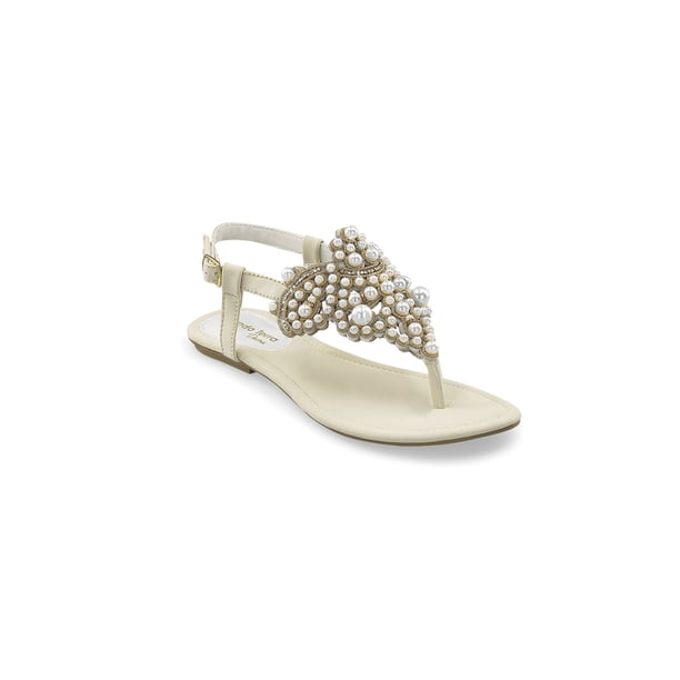 SANDALIA DE PISO COLOR BLANCO CON PERLAS Mundo Terra 029367