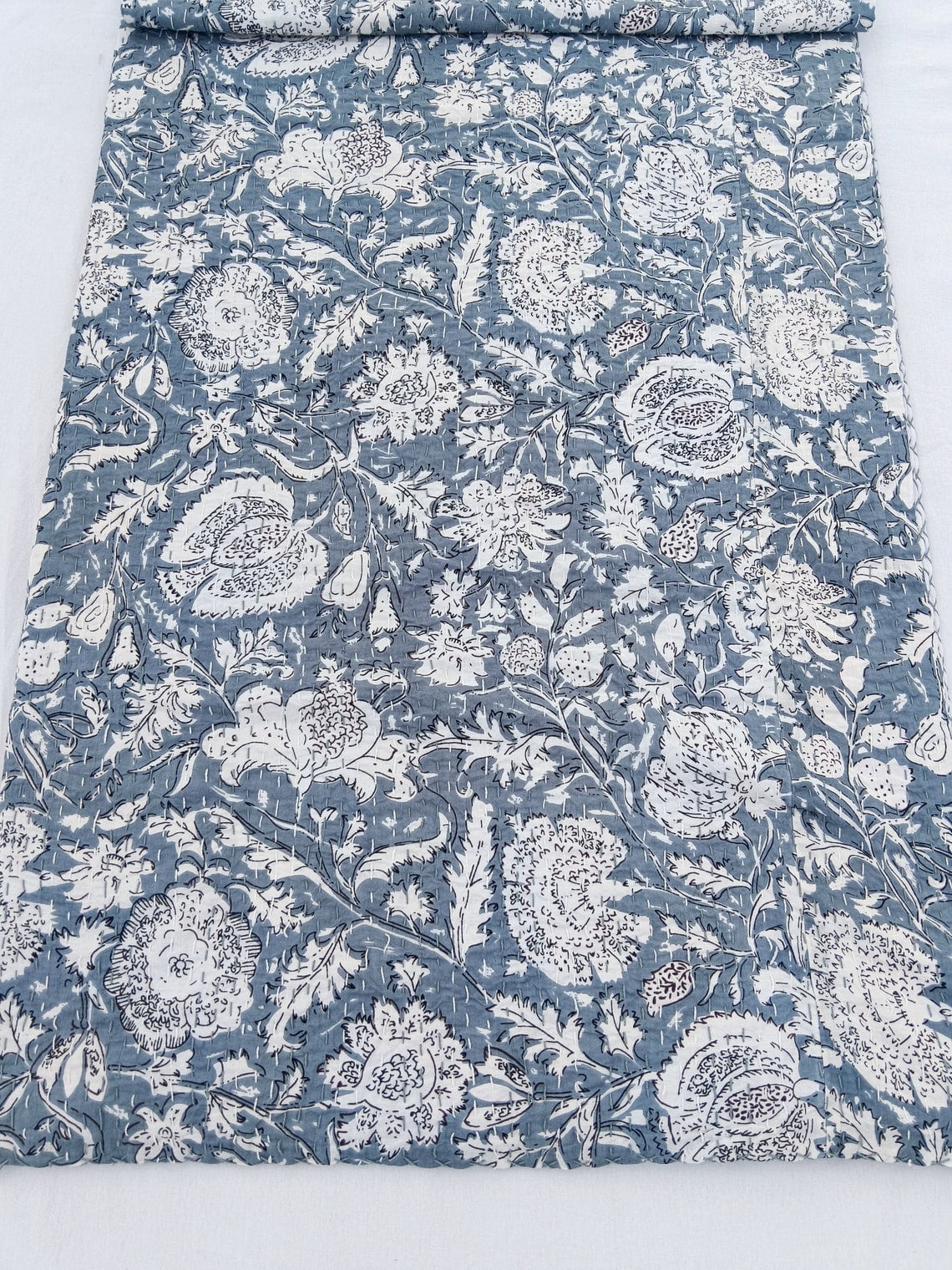 Kantha Quilt Sofa cover Floral pattern kantha quilt Handmade Bedspreads indian pattern Quilted Kantha cotton quilt A And Textiles House