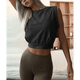 thumbnail image 5 of Camiseta Deportiva Corta para Mujer, , Sin Mangas, para Yoga, Correr, Gimnasio, Algodón, Color Negro, Talla XXL, 5 of 7