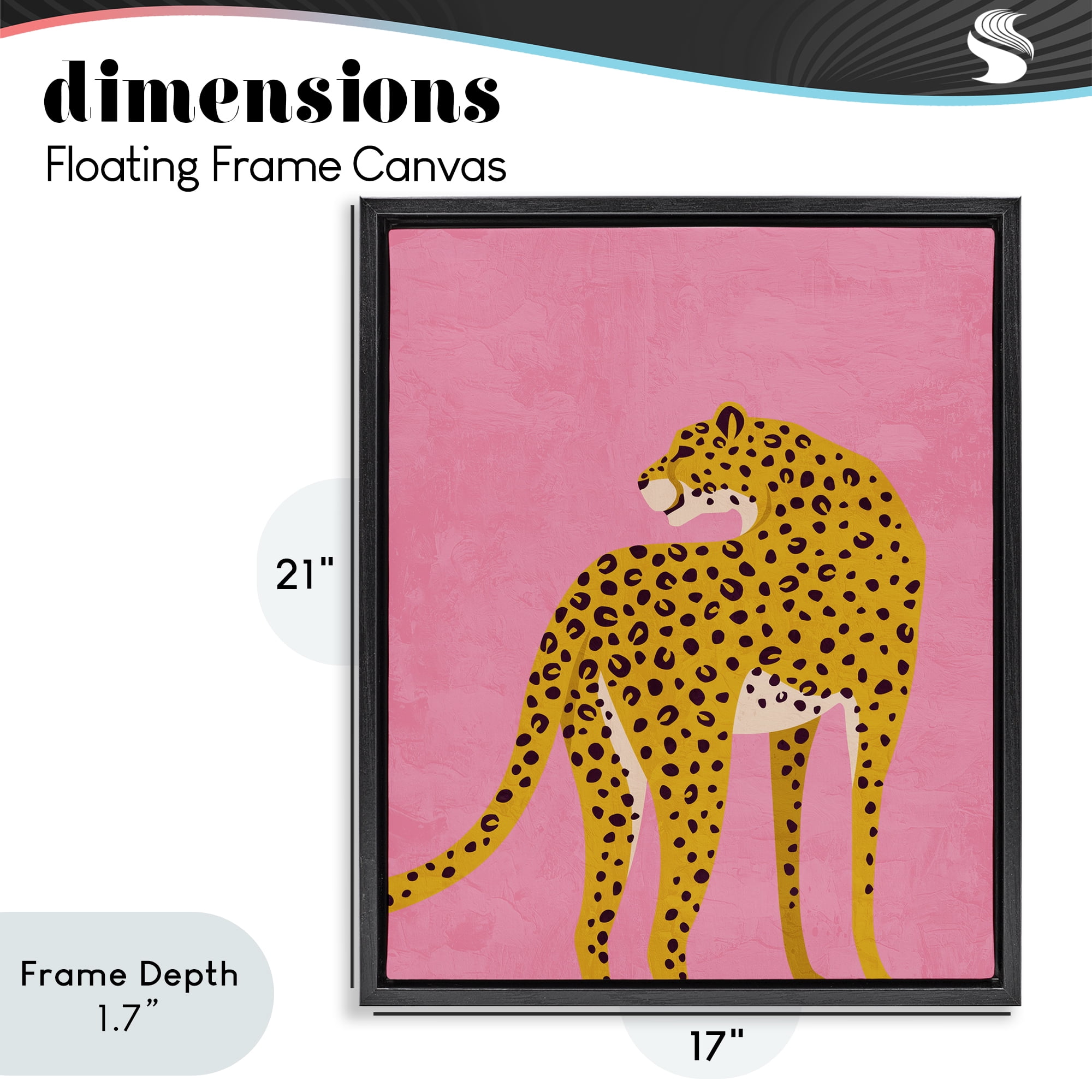 Stupell Industries Leopard on Pink Serenade Black Framed Floater Canvas Wall Art, design by Kim Allen