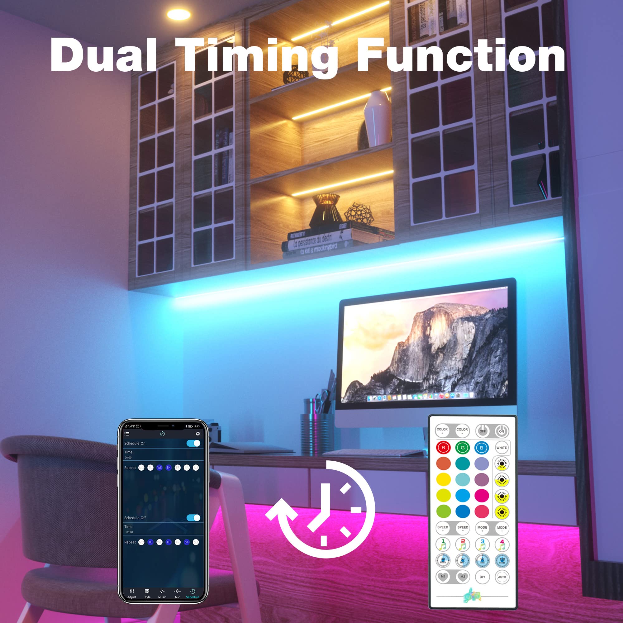 6Pcs RGB Under Cabinet Lights Plug in, 12 Inch Under Cabinet Lighting Kit, Closet Lights with Smart APP Remote & Adapter, Dimmable Under Counter Lights for Kitchen, Shelf, Workbench, Desk, Bookcase