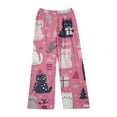 thumbnail image 4 of WTOBBY Women's Holiday Print Flannel Pajama Pants, Fashionable Christmas-Themed Sleepwear with Comfortable Fit, Merry Christmas Design for Women,Hot Pink XL, 4 of 6