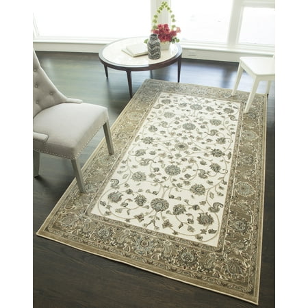 Rugs America Riviera Collection Ivory Tan RV100A Transitional Oriental Area Rug 2 7  x 4 11 Rugs America Riviera Collection Ivory Tan RV100A Transitional Oriental Area Rug 2 7  x 4 11