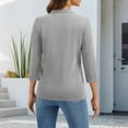 thumbnail image 4 of Women's Polo Shirt 3/4 Long Sleeve Golf Quick Dry T Shirts UPF 50+ Athletic Casual Work Shirts Tops for Women Light Gray L, 4 of 6