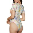 thumbnail image 3 of Naloa Flower Color Rabbit Women's Short-Sleeved Onesie, One-Piece Swimsuit for Parties, dates, clubs - Medium, 3 of 9