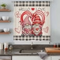 thumbnail image 4 of Valentine's Day Semi Sheer Curtains Drapes for Living Room,Bedroom,French Doors Window 96 Inches Long,Retro Gnomes Love Heart White Black Plaid Rod Pocket Chiffon Curtain Voile Drapery Panel, 4 of 8