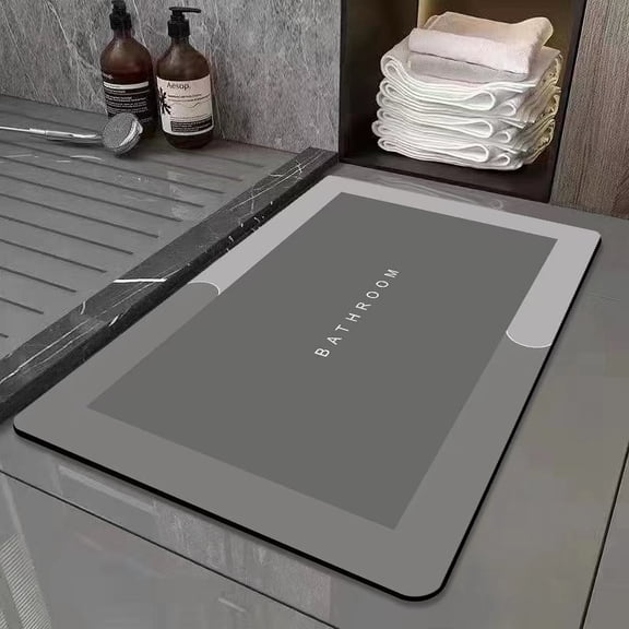 Non Slip Shower mat Quick Dry Super Absorbent Bathtub mat Bath Stone Mat - Thin Bath Mats for Bathroom Floor,Tub and Fit Under Door,15.7" x 23.6" Rectangle,Gray