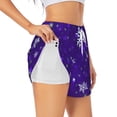 thumbnail image 3 of Lsque Dark Purple Snowflakes Printed Women's Running Shorts with Liner Pockets,Elastic Quick Dry Workout Athletic Gym Yoga Shorts,Womens High Waist Shorts-X-Large, 3 of 9