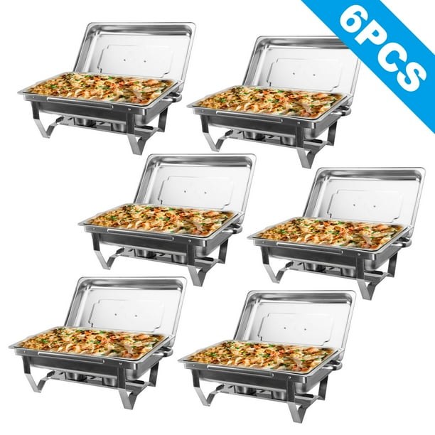 6 Pack Catering Stainless Steel Chafer Chafing Dish Sets 9.5QT Full