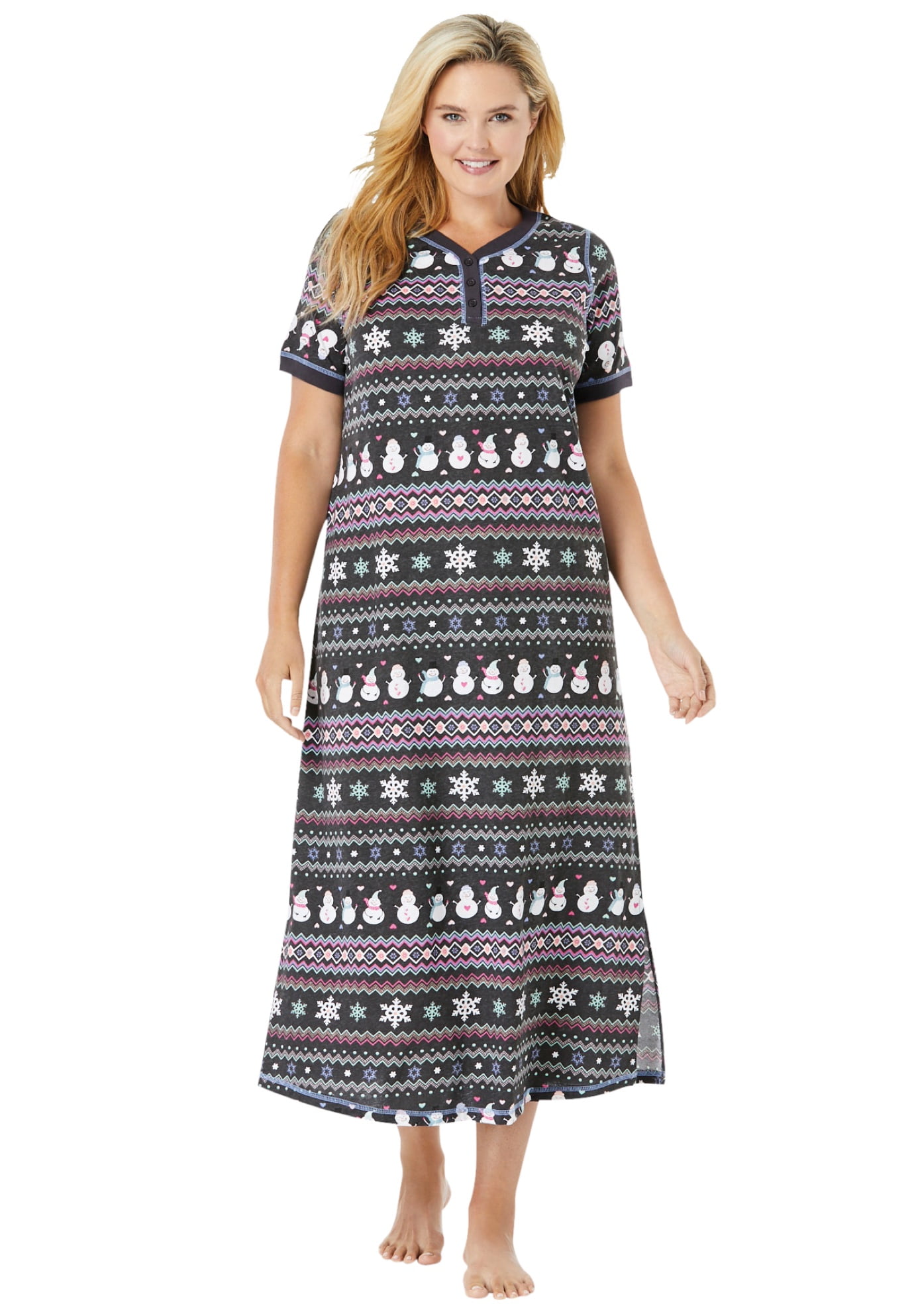 Long Henley Sleepshirt Nightgown 