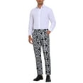 thumbnail image 2 of Floral Print Pants for Men's Flat Front Retro Paisley Flower Pattern Trousers 28 Black, 2 of 6