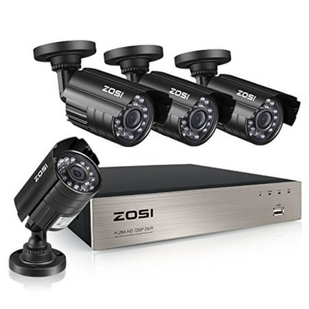 ZOSI 8-Channel HD-TVI 1080N/720P Video Security System DVR recorder with 4x HD 1280TVL Indoor/Outdoor Weatherproof CCTV