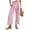 Pink, variant on Women's Gingham Palazzo Pants Smocked High Waist Wide Leg Trousers Casual Loose Plaid Cropped Slacks with Pockets 3/4 Length
