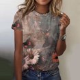 thumbnail image 2 of Mode Femme Été Décontracté Imprimé Col Rond Manches Courtes T-Shirt Blouse Deals Chaud, 2 of 5