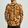 thumbnail image 4 of Domuza Button Down Shirt Men Long Sleeve Halloween Novelty Horror Print Relaxed Fit T-Shirts Casual Lightweight Lapel Dress Shirts for Halloween Party Saffron L, 4 of 7